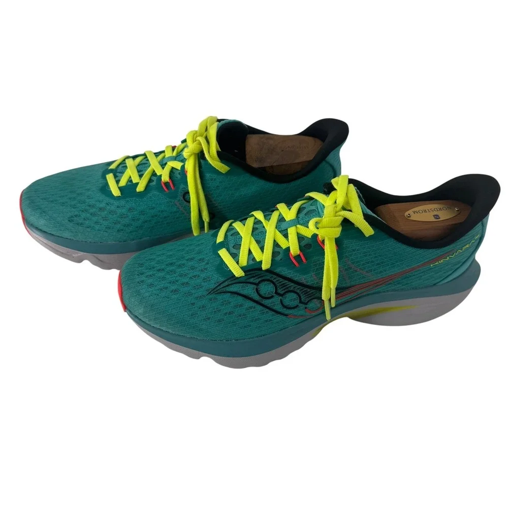 Saucony Kinvara 14 Mens 9 Teal Citron Red Running Shoes Sneaker (Worn once )‎